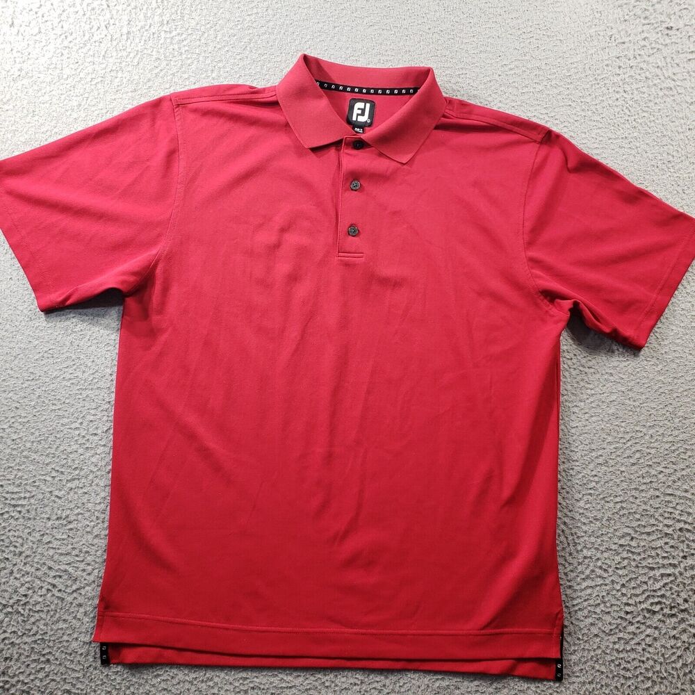 Footjoy Shirt Men's Large Red Short Sleeve Golf Polo Casual Stretch Embroidered